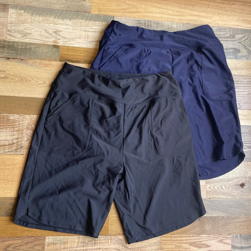 VIODIA High Rise Bike Shorts Lot of 2 Black Navy Pocket Athletic Size L